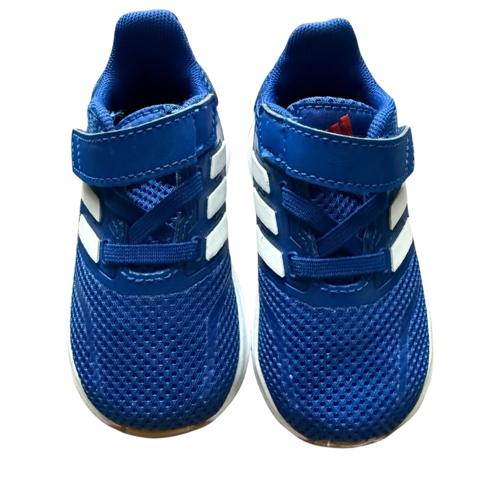 Adidas Kids Royal Blue Run Falcon Sneakers with White Stripes